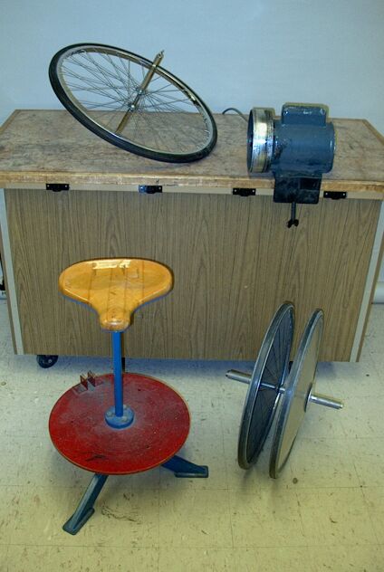 Rotatable stool, motor, bicycle wheels