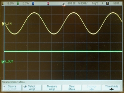 Half-wave rectifier output, filtered with a 10-μf capacitor