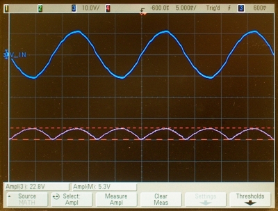 Full-wave rectifier output, unfiltered