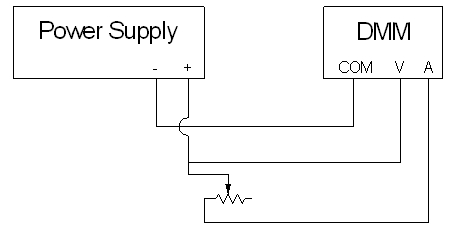 Schematic of circuit for Ohm's law demonstration