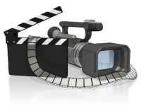 Illustration of a video camera and clapper